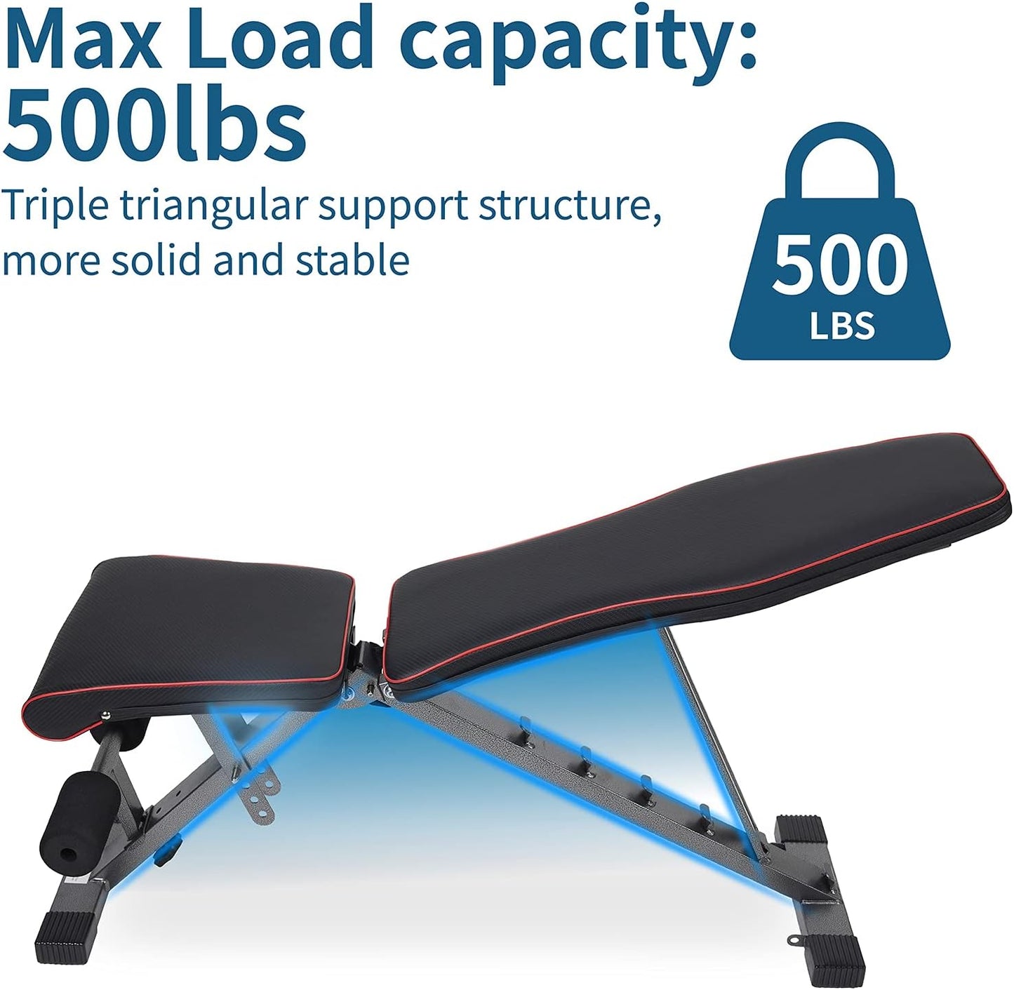 Weight Bench Capacity Weight Bench for Weight Training and Ab Exercises Full Body Workout for Home Gym Bench (Adjustable Weight Bench, with Pulling Rope)