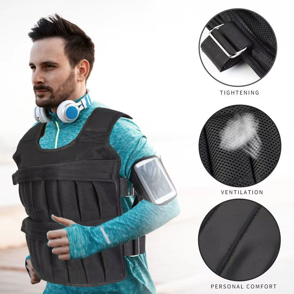 3/15/35Kg Weighted Vest Adjustable Workout Weight Jacket Weighted Exercise Vest for Workout Strength Training Running Fitness
