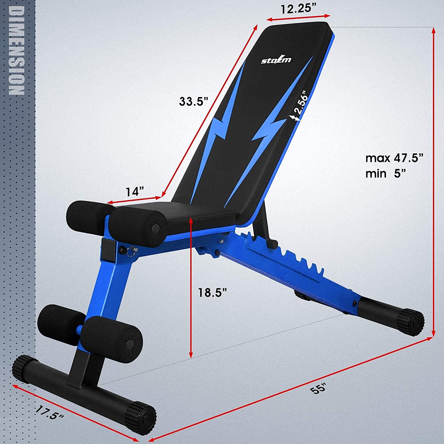 Adjustable Weight Bench / Utility Weight Bench with Foldable Design - Multi-Purpose Flat/Incline/Decline Bench for Home Gym (Cobalt) (UXT5)