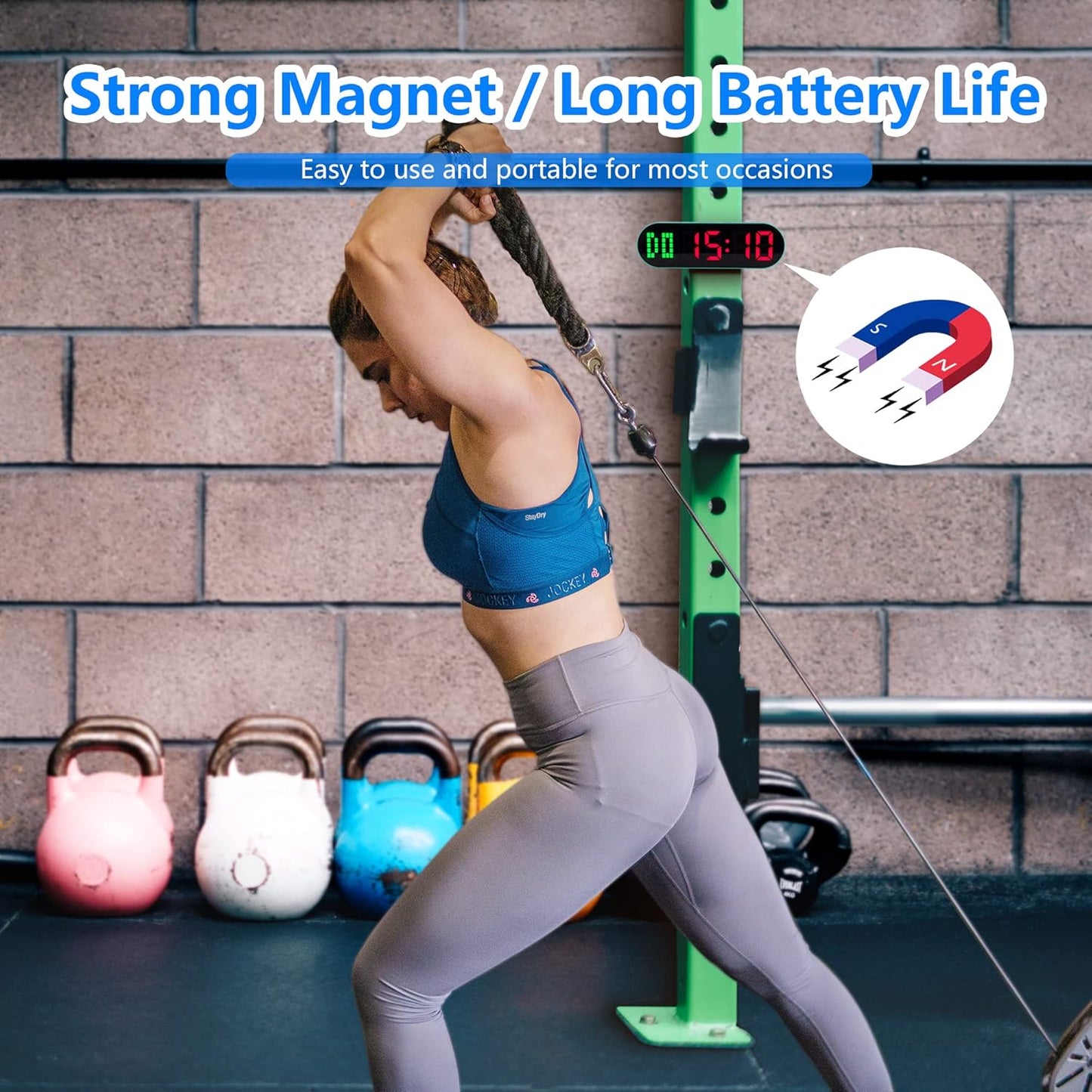 Portable Gym Timer for Home Gym Interval Timer for Workout with Time Progress Bar/Rounds, Workout Clock for Boxing HIIT Tabata Emom Fitness Rechargeable Battery Powered…