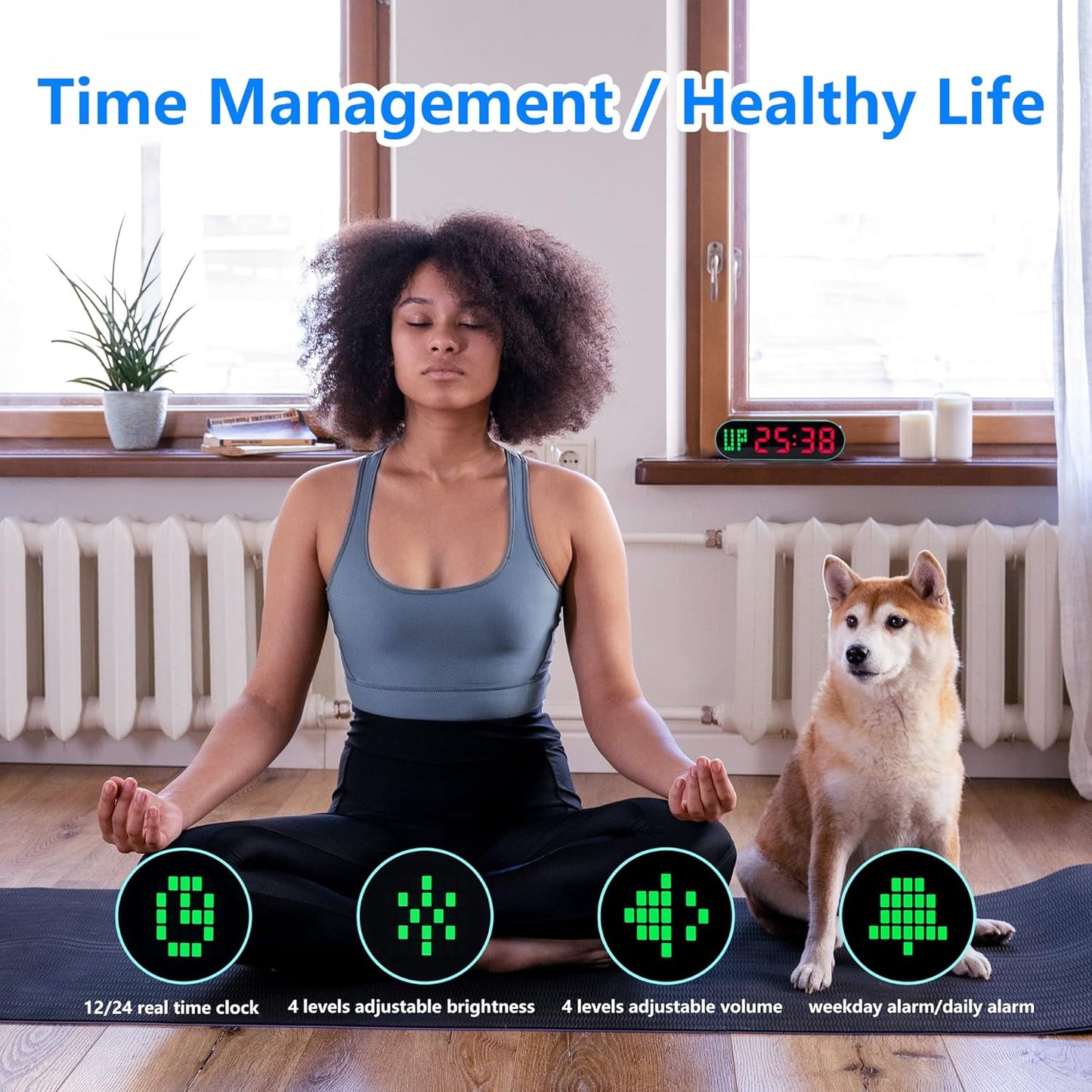 Portable Gym Timer for Home Gym Interval Timer for Workout with Time Progress Bar/Rounds, Workout Clock for Boxing HIIT Tabata Emom Fitness Rechargeable Battery Powered…