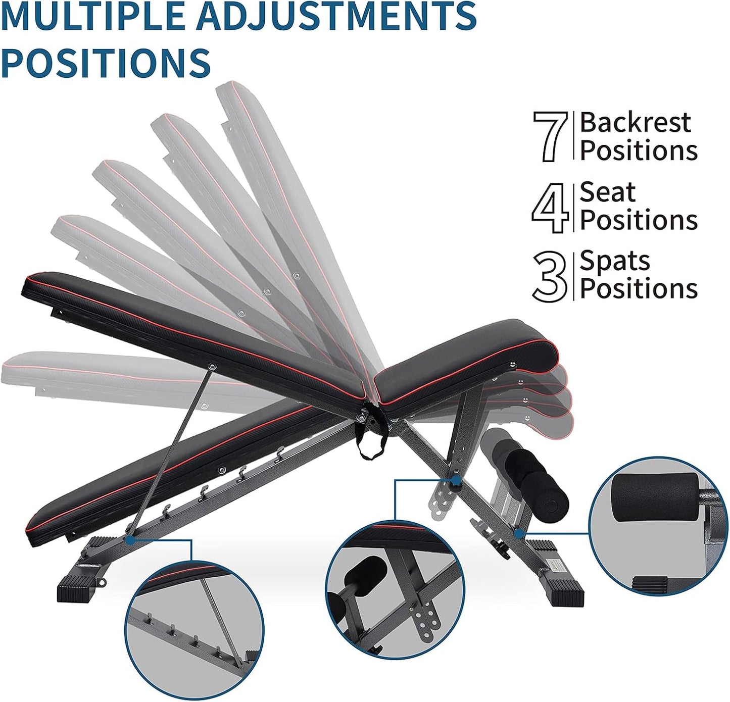 Weight Bench Capacity Weight Bench for Weight Training and Ab Exercises Full Body Workout for Home Gym Bench (Adjustable Weight Bench, with Pulling Rope)