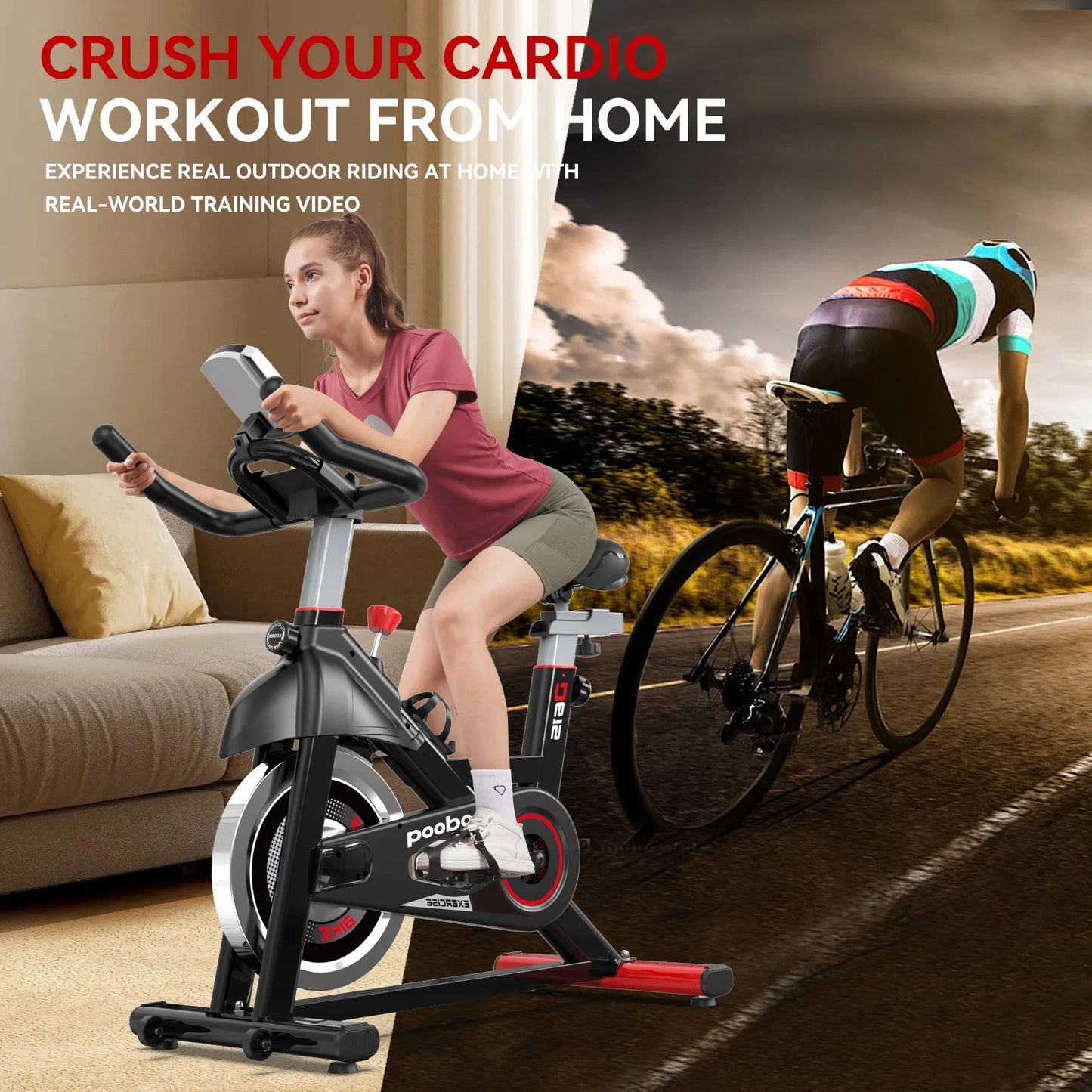 Exercise Bike Indoor Cardio Stationary Cycling Bike Magnetic Resistance Recumbent Bicycle with Monitor for Home Office Workout Max 350 Lbs