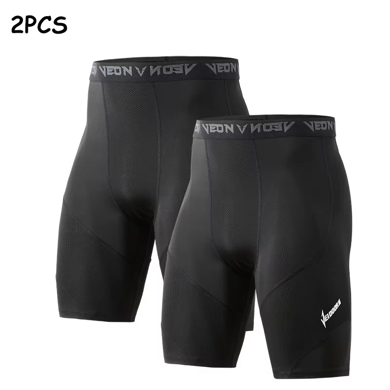 2PCS Running Tights Cool Dry Athletic Workout Cycling Shorts Leggings Sports Baselayer Running Athletic Workout Active Pants