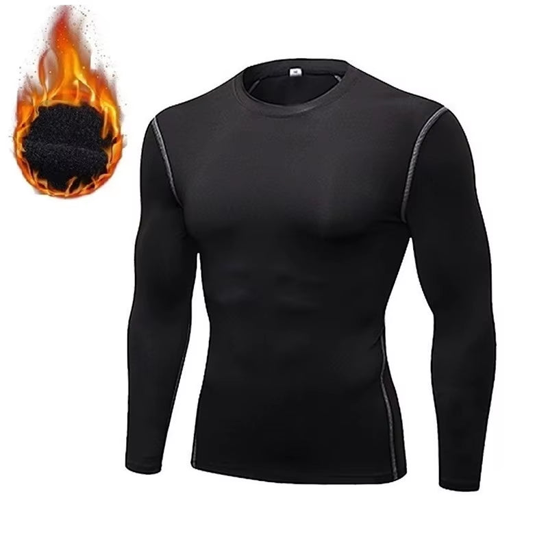 Men Undershirts Thermal Underwear Thin Fleece Elastic Compression Fitness for Winter Sprots Wear