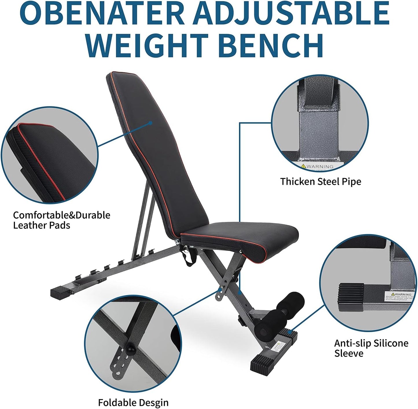 Weight Bench Capacity Weight Bench for Weight Training and Ab Exercises Full Body Workout for Home Gym Bench (Adjustable Weight Bench, with Pulling Rope)