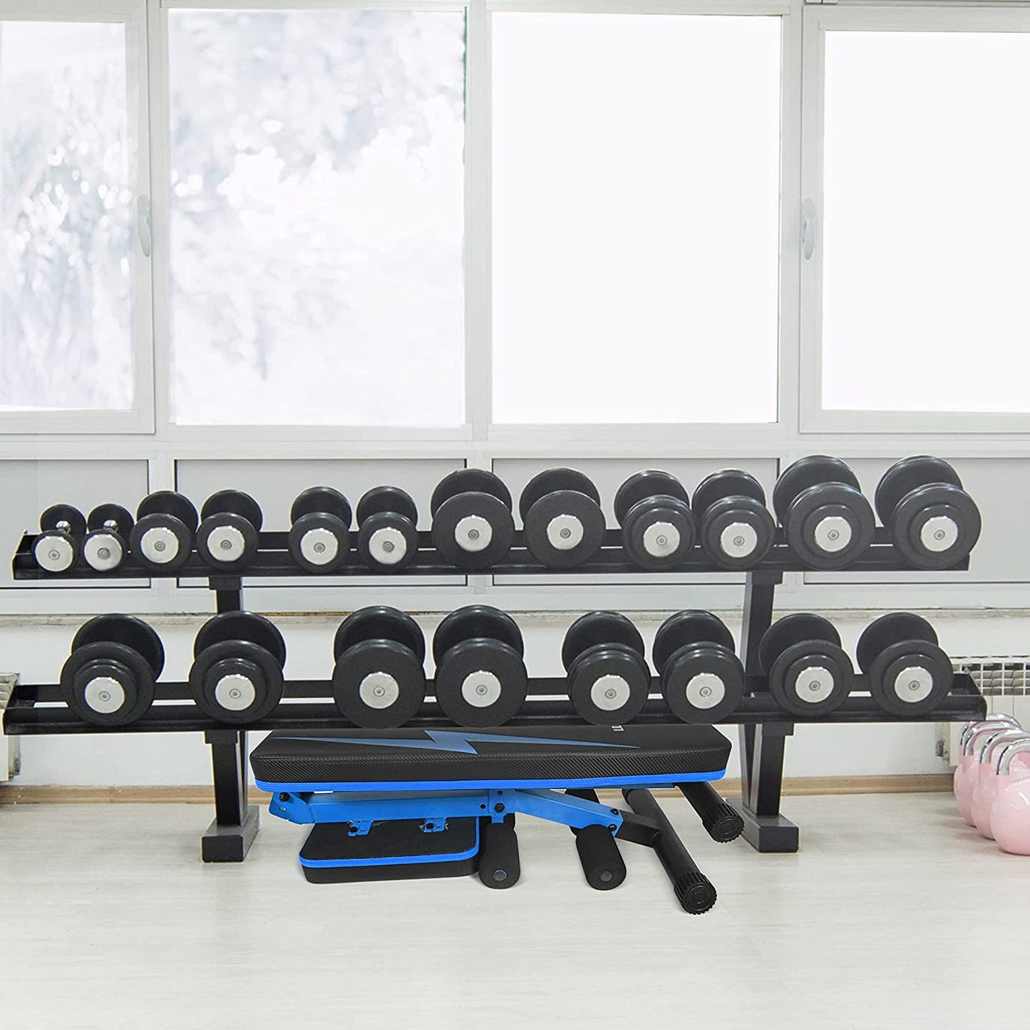 Adjustable Weight Bench / Utility Weight Bench with Foldable Design - Multi-Purpose Flat/Incline/Decline Bench for Home Gym (Cobalt) (UXT5)