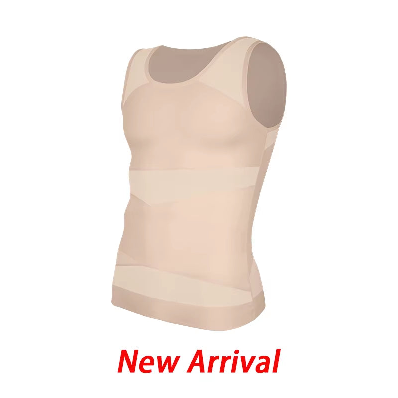 Mens Compression Shirts Body Shaper Slimming Undershirt Tank Tops Sleeveless Workout Tummy Control Shapewear Vest