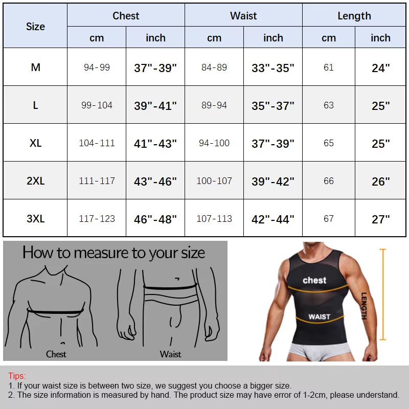 Mens Compression Shirts Body Shaper Slimming Undershirt Tank Tops Sleeveless Workout Tummy Control Shapewear Vest