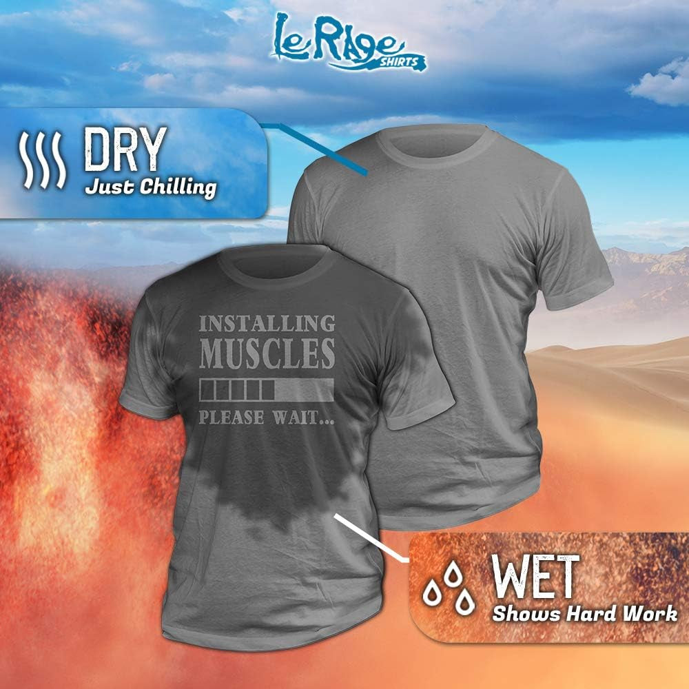 Sweat Activated T Shirt with Hidden Motivational Message Installing Muscles Please Wait Gym Gift Men
