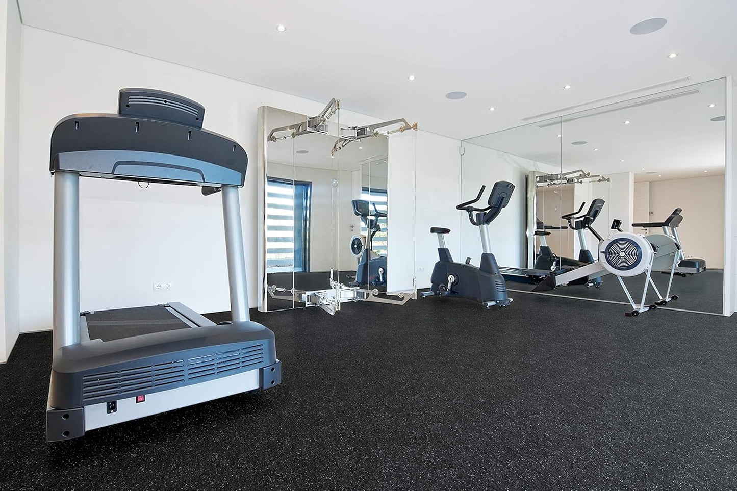 Genaflex Lite Rubber 8Mm Interlocking Tiles for Gym Flooring, Exercise Equipment, Exercise Areas - 20" X 20"