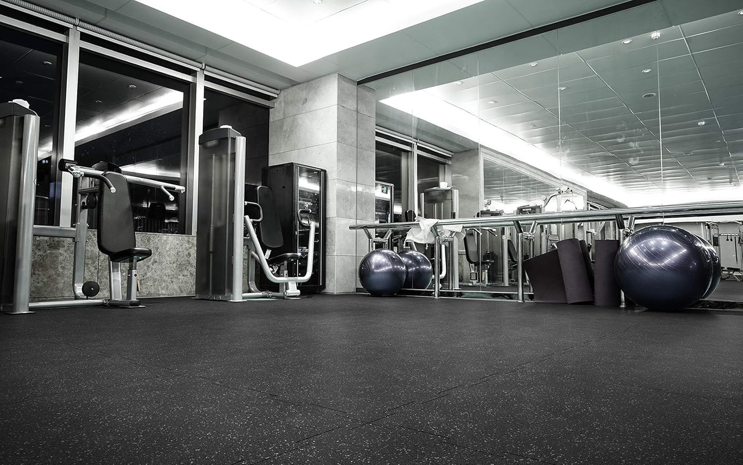 Genaflex Lite Rubber 8Mm Interlocking Tiles for Gym Flooring, Exercise Equipment, Exercise Areas - 20" X 20"