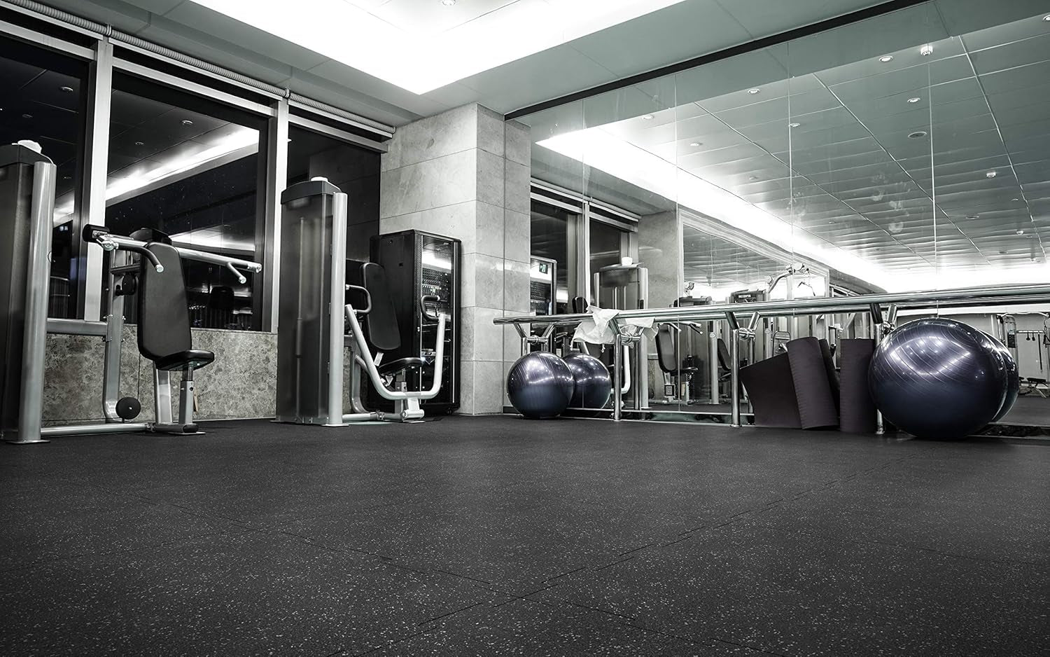 Genaflex Lite Rubber 8Mm Interlocking Tiles for Gym Flooring, Exercise Equipment, Exercise Areas - 20" X 20"
