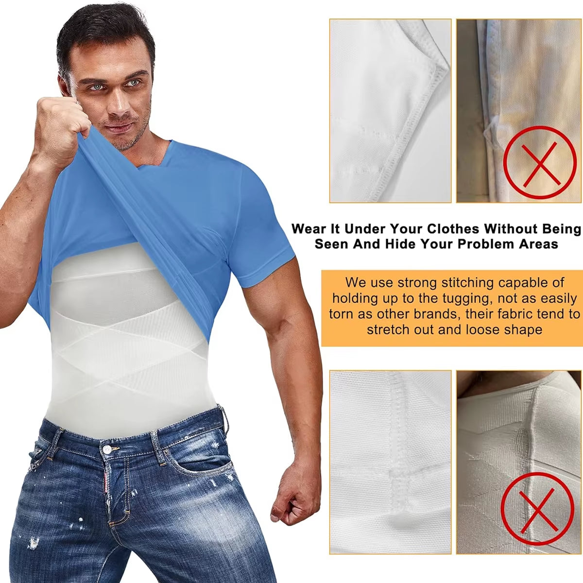Mens Compression Shirts Body Shaper Slimming Undershirt Tank Tops Sleeveless Workout Tummy Control Shapewear Vest