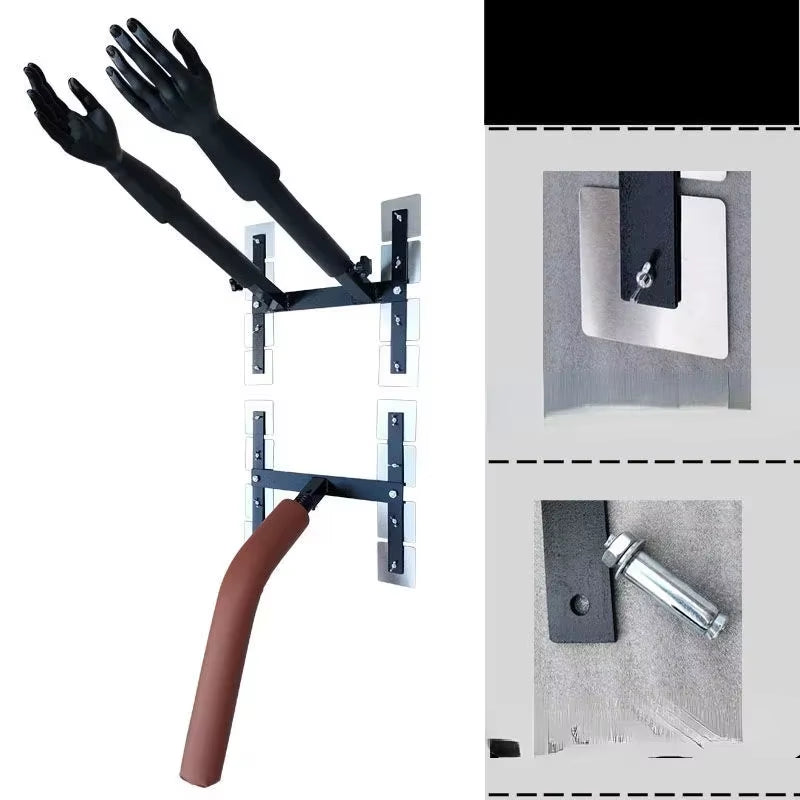 Wing Chun Boxing Hand Trainer, Multifunctional Hand-Shaped Wooden Pile, Wall-Mounted Spring Jeet Kune Weights