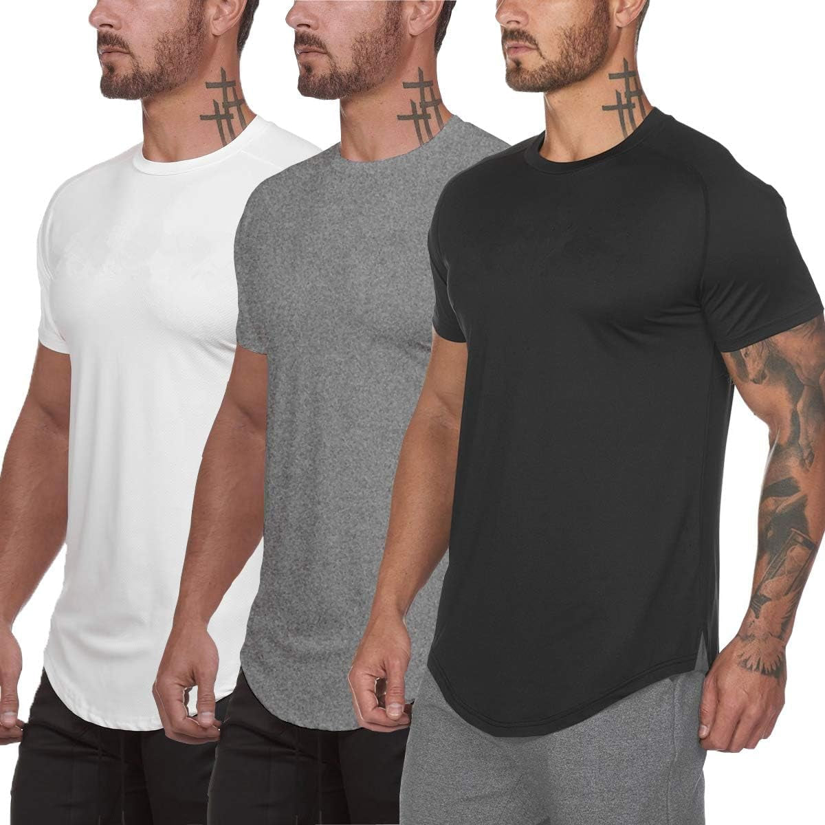 Men'S Gym Workout Bodybuilding Fitness Active Athletic T-Shirts Workout Casual Tee 1/3 Pack