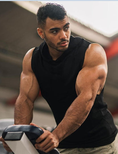 Men'S 2 Pack Workout Hooded Tank Tops Bodybuilding Muscle Cut off T Shirt Sleeveless Gym Hoodies