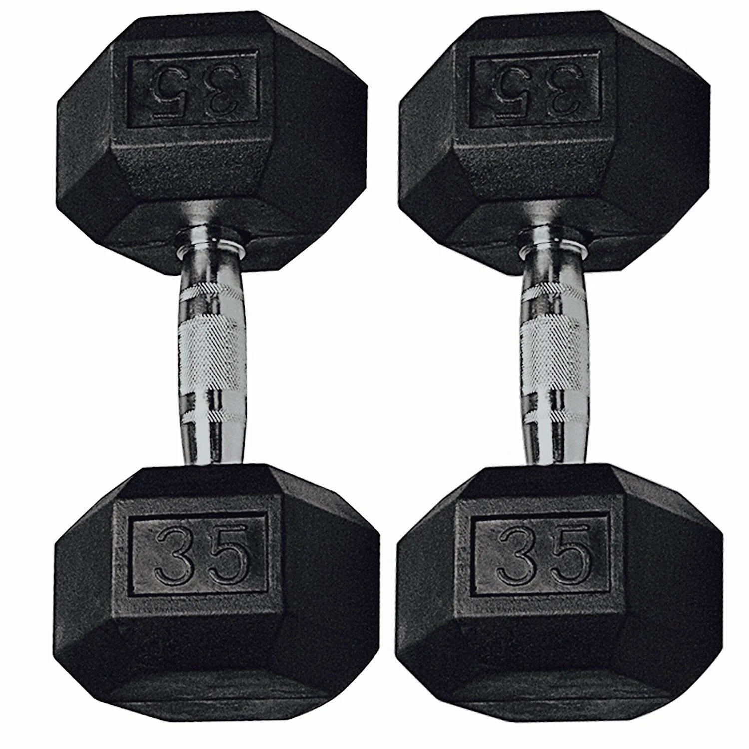 , 40Lb Rubber Hex Dumbbells, Pair