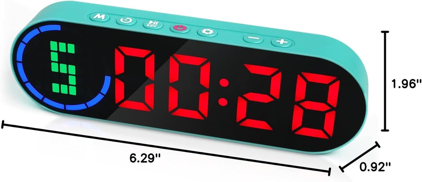 Portable Gym Timer for Home Gym Interval Timer for Workout with Time Progress Bar/Rounds, Workout Clock for Boxing HIIT Tabata Emom Fitness Rechargeable Battery Powered…