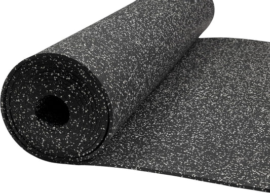 Rubber Gym Floor Mat - Heavy Duty Commercial Protective Gym Flooring Roll, 8Mm Thick (10% Grey, 4' X 20')