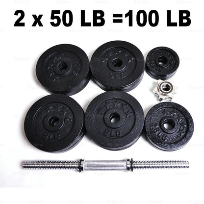 Full Iron 2 X 50Lb Adjustable Dumbbells Set Full Metal Total 105Lb Weights Sets Iron 1 Pair