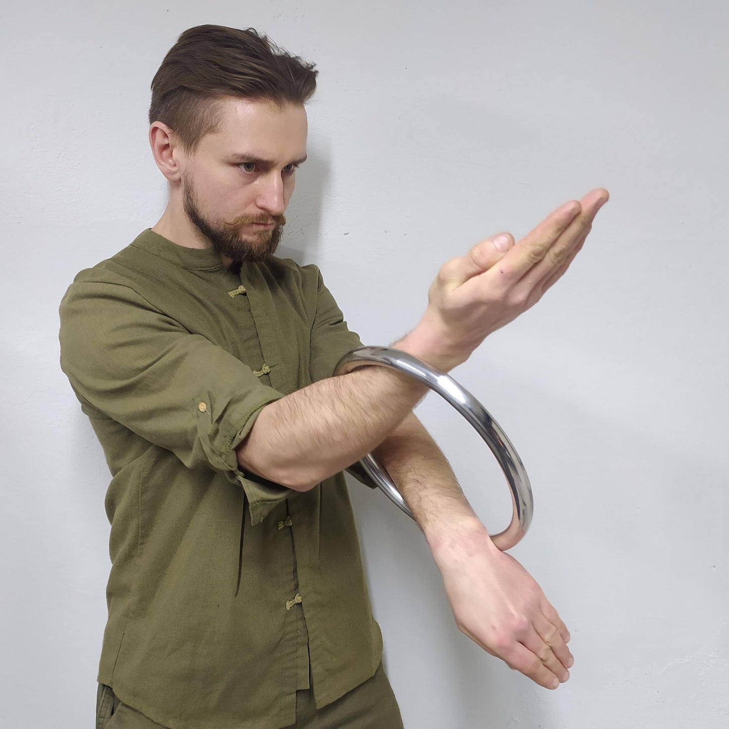 Wing Chun Stainless Ring Yewen Sau Sticky Hand Strength Training Tsun Siu Lum