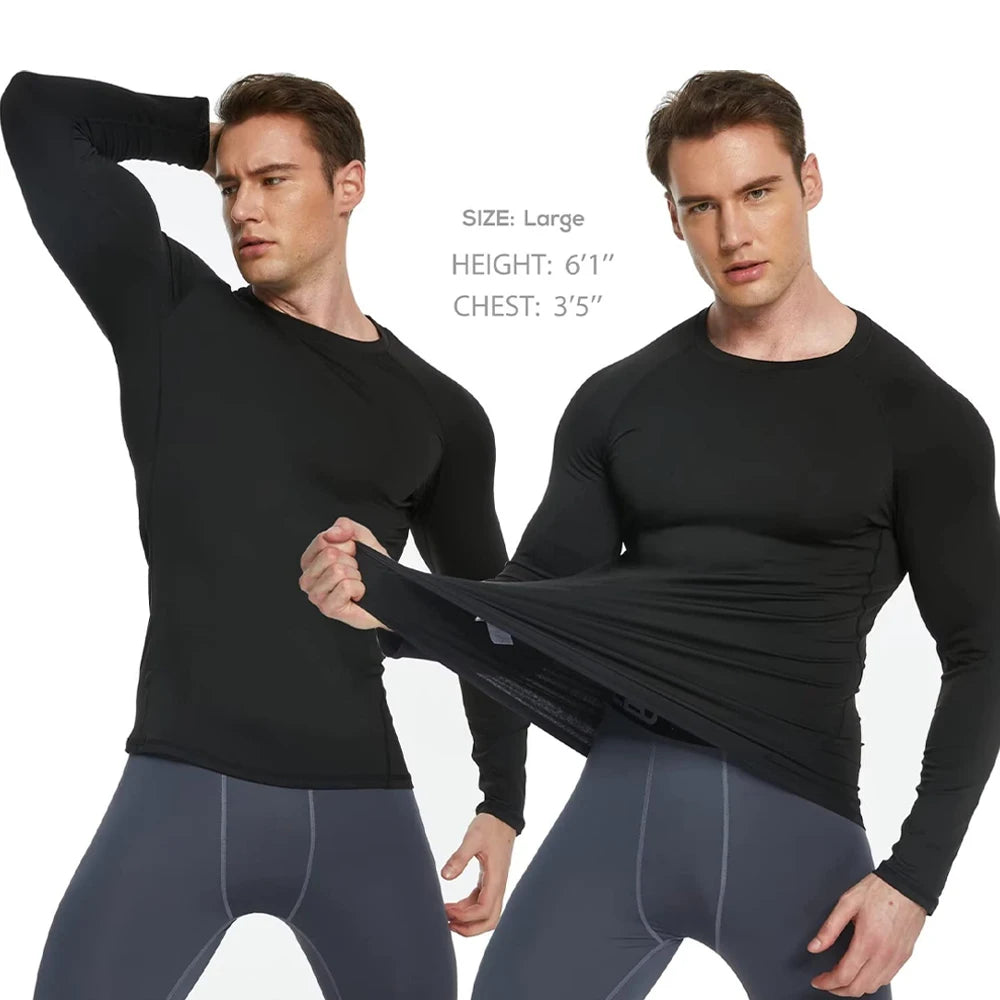 Men'S Compression Shirt Long Sleeves Workout Sports Quick Dry Breathable Tight Fitness Rash Guard Workout Stretch Top Tshirt