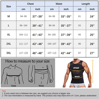 Mens Compression Shirts Body Shaper Slimming Undershirt Tank Tops Sleeveless Workout Tummy Control Shapewear Vest